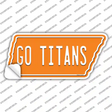 Go Titans Novelty Tennessee Shape Sticker Decal