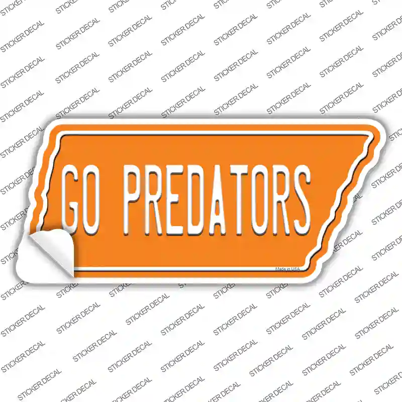 Go Predators Novelty Tennessee Shape Sticker Decal