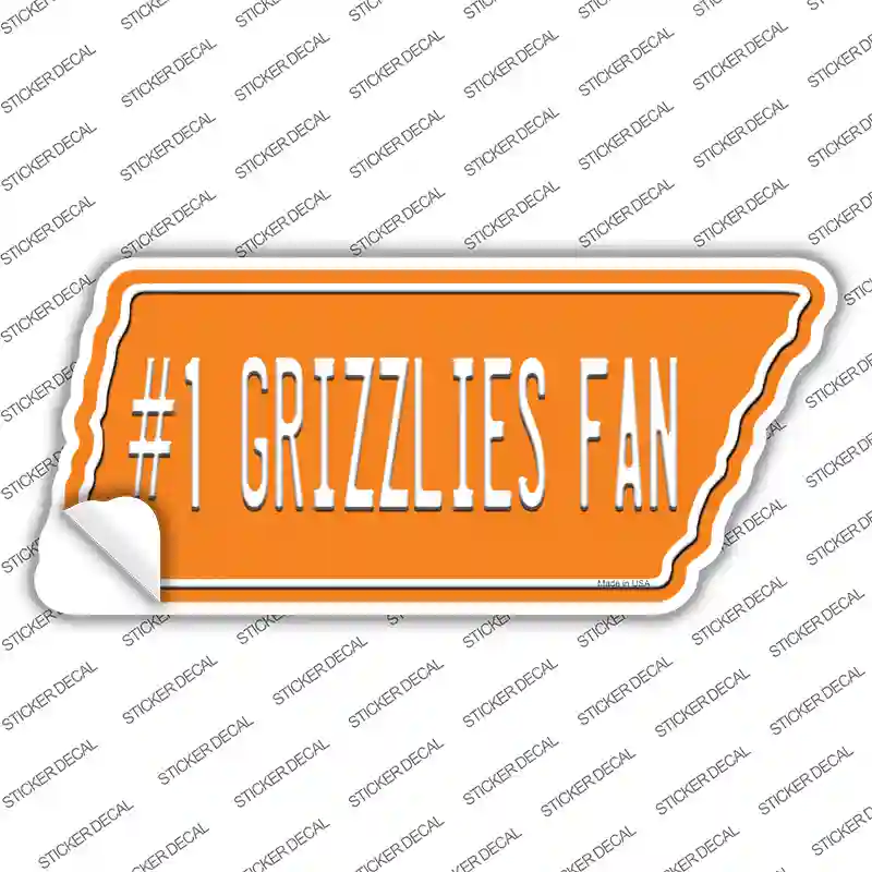 Number 1 Grizzlies Fan Novelty Tennessee Shape Sticker Decal