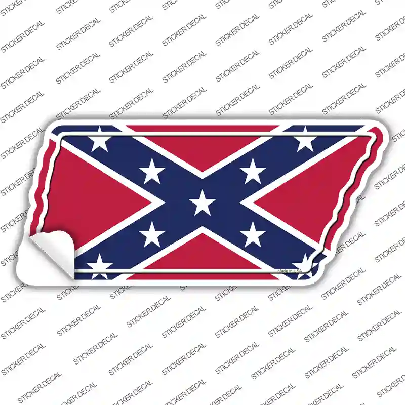 Confederate Flag Novelty Tennessee Shape Sticker Decal