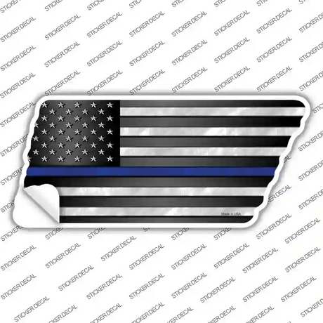 Thin Blue Line American Flag Novelty Tennessee Shape Sticker Decal