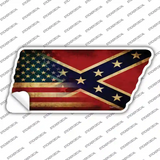 American Confederate Flag Novelty Tennessee Shape Sticker Decal
