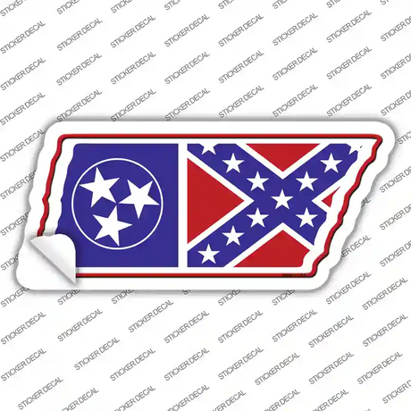 Tennessee Confederate Flag Novelty Tennessee Shape Sticker Decal