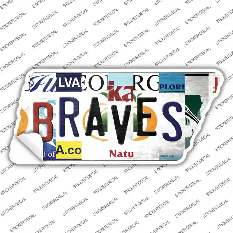 Braves Strip Art Novelty Tennessee Shape Sticker Decal