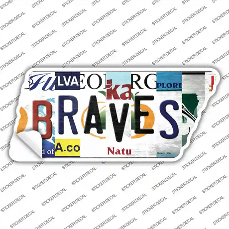 Braves Strip Art Novelty Tennessee Shape Sticker Decal