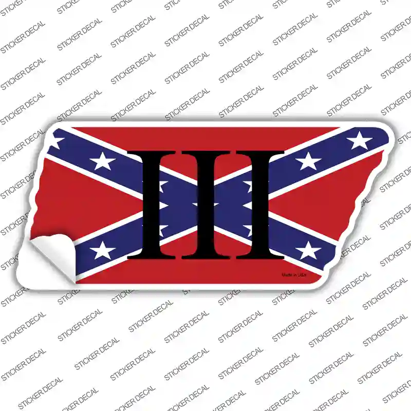 Confederate Three Percenter Novelty Tennessee Shape Sticker Decal