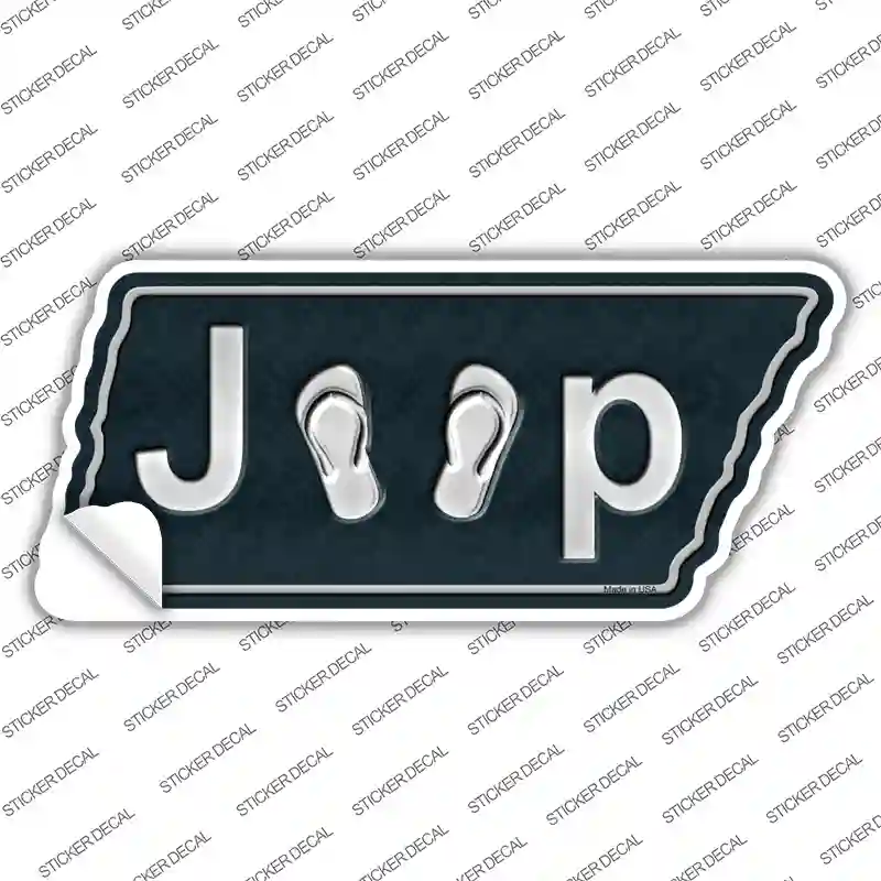 J**p Flip Flops Novelty Tennessee Shape Sticker Decal