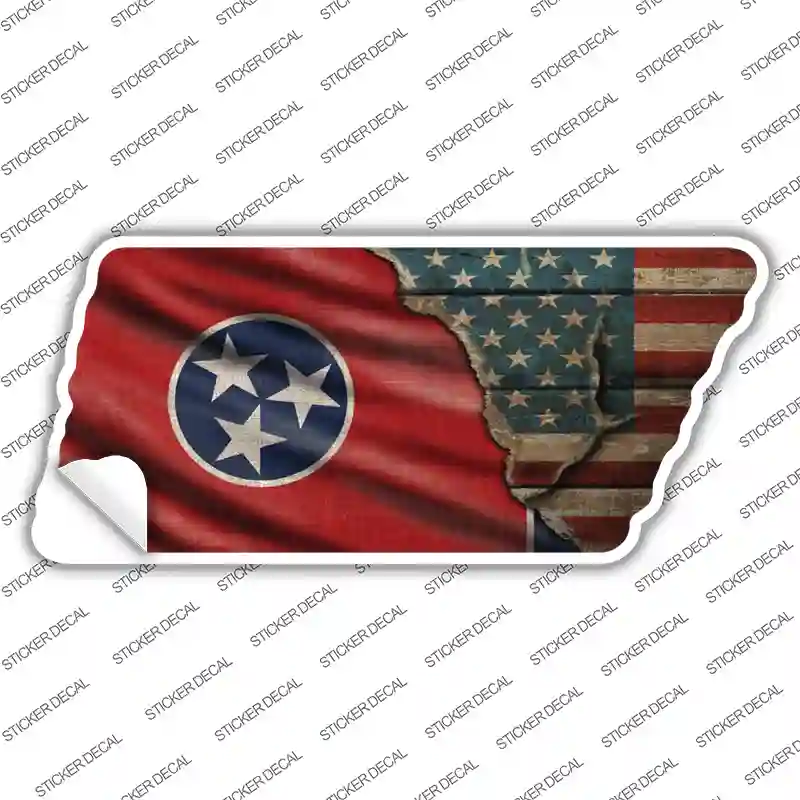 Tennessee American Flag Novelty Tennessee Shape Sticker Decal