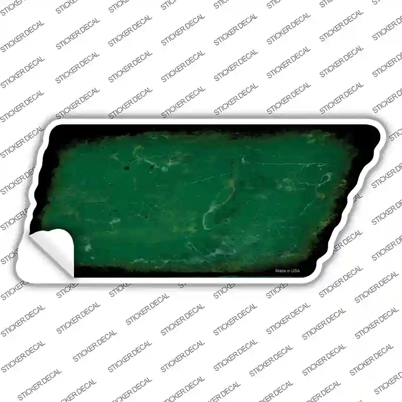 Green Solid Novelty Rusty Tennessee Shape Sticker Decal