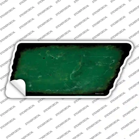Green Solid Novelty Rusty Tennessee Shape Sticker Decal