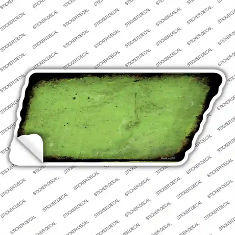 Lime Green Solid Novelty Rusty Tennessee Shape Sticker Decal