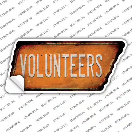 Volunteers Novelty Rusty Tennessee Shape Sticker Decal