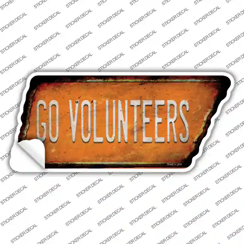 Go Volunteers Novelty Rusty Tennessee Shape Sticker Decal