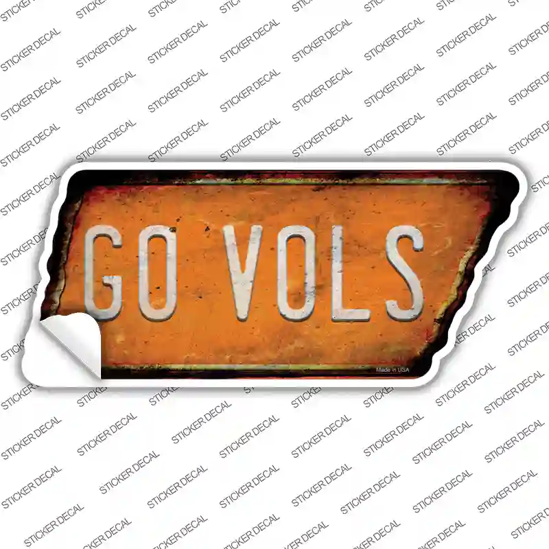 Go Vols Novelty Rusty Tennessee Shape Sticker Decal