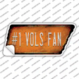 Number 1 Vols Fan Novelty Rusty Tennessee Shape Sticker Decal