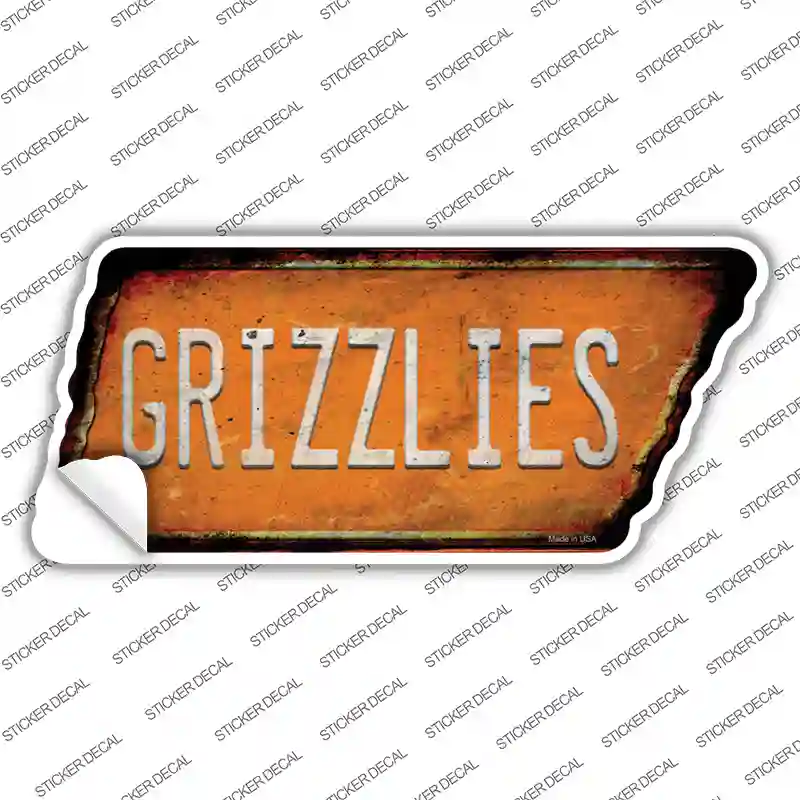 Grizzlies Novelty Rusty Tennessee Shape Sticker Decal