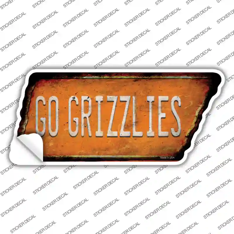 Go Grizzlies Novelty Rusty Tennessee Shape Sticker Decal