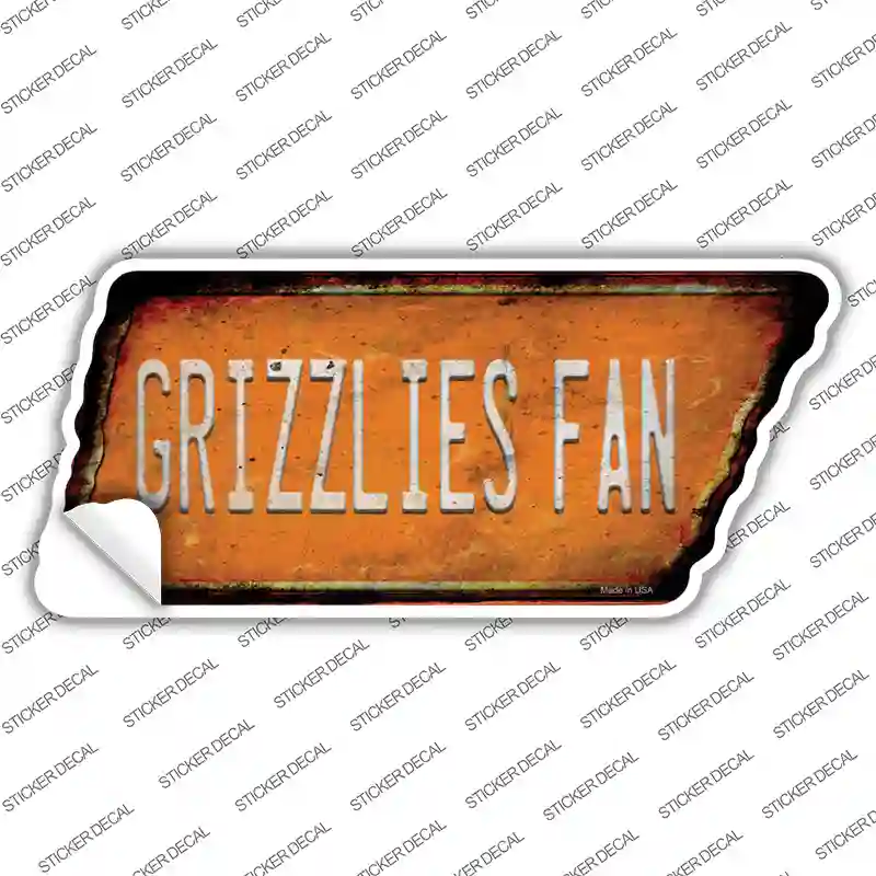 Grizzlies Fan Novelty Rusty Tennessee Shape Sticker Decal