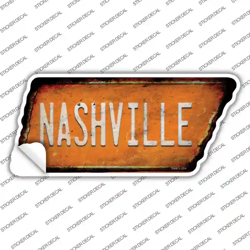 Nashville Novelty Rusty Tennessee Shape Sticker Decal