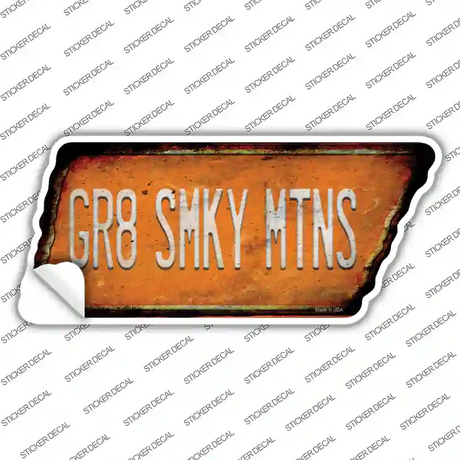 Gr8 Smky Mtns Novelty Rusty Tennessee Shape Sticker Decal