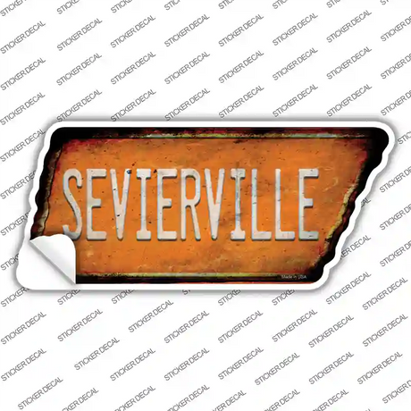 Sevierville Novelty Rusty Tennessee Shape Sticker Decal