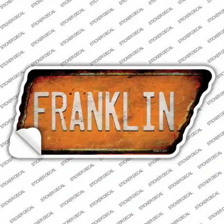 Franklin Novelty Rusty Tennessee Shape Sticker Decal