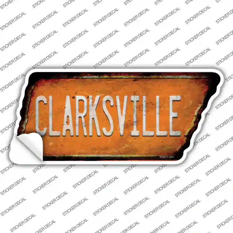 Clarksville Novelty Rusty Tennessee Shape Sticker Decal