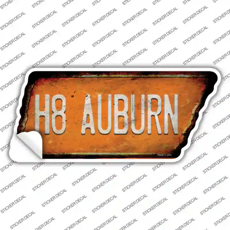 H8 Auburn Novelty Rusty Tennessee Shape Sticker Decal