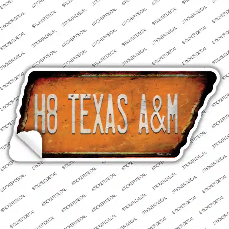 H8 Texas A&M Novelty Rusty Tennessee Shape Sticker Decal