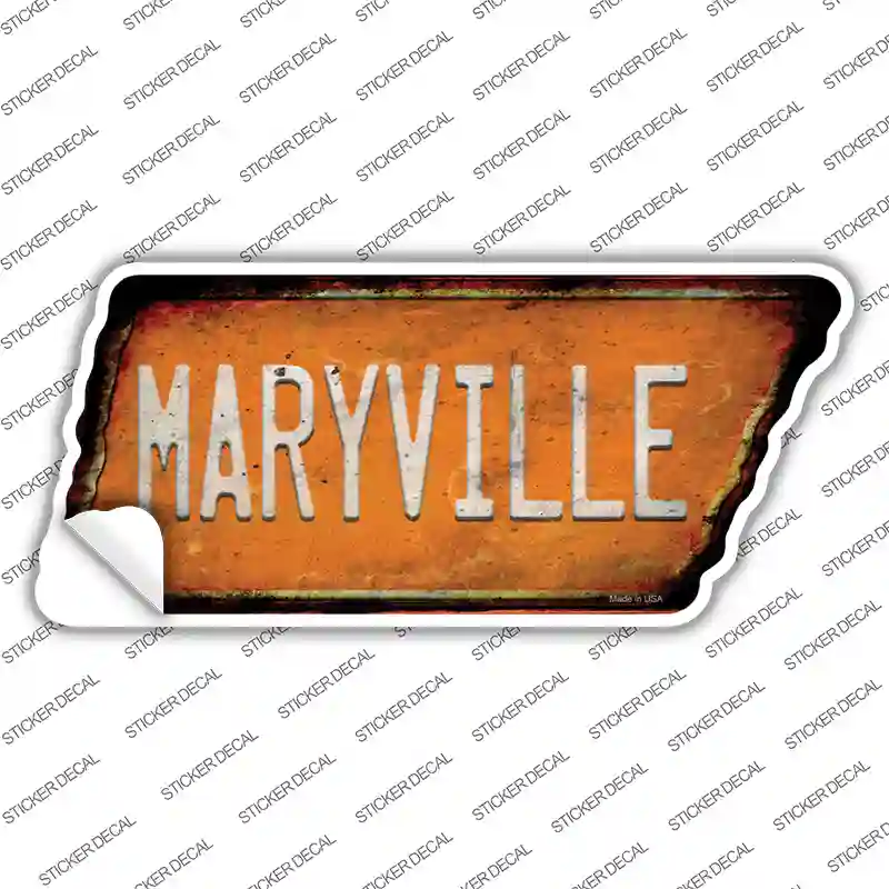 Maryville Novelty Rusty Tennessee Shape Sticker Decal