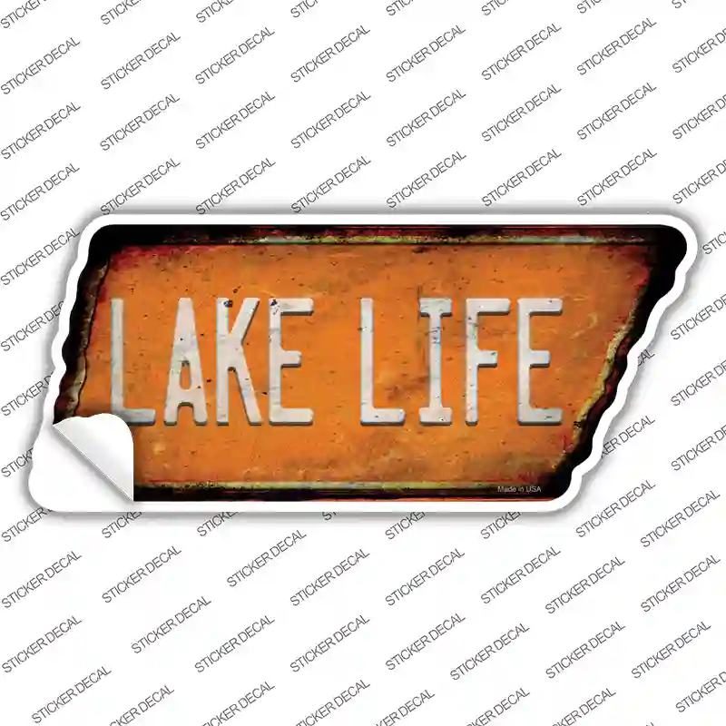 Lake Life Novelty Rusty Tennessee Shape Sticker Decal