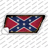 Confederate Flag Novelty Rusty Tennessee Shape Sticker Decal