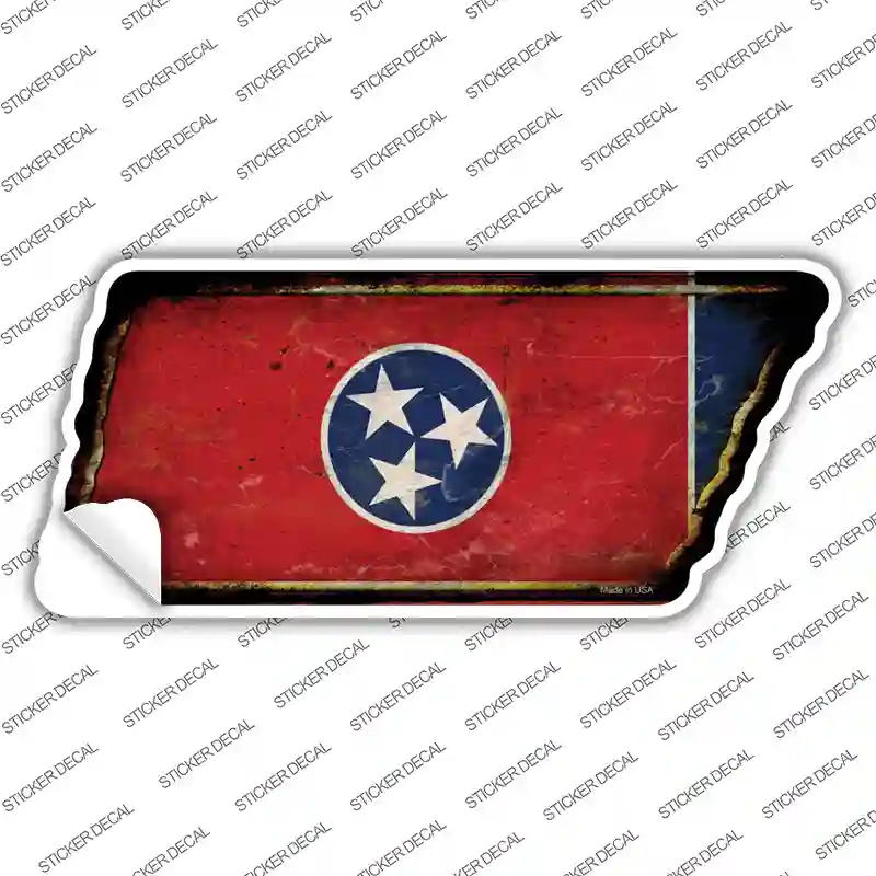 Tennessee Flag Novelty Rusty Tennessee Shape Sticker Decal