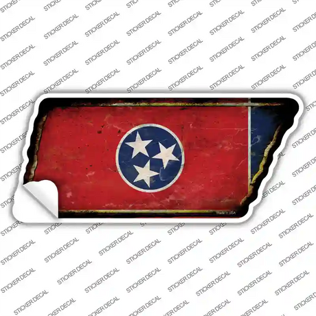 Tennessee Flag Novelty Rusty Tennessee Shape Sticker Decal