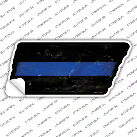 Thin Blue Line Novelty Rusty Tennessee Shape Sticker Decal