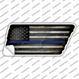 Thin Blue Line American Flag Novelty Rusty Effect Metal Tennessee Shape Sticker Decal