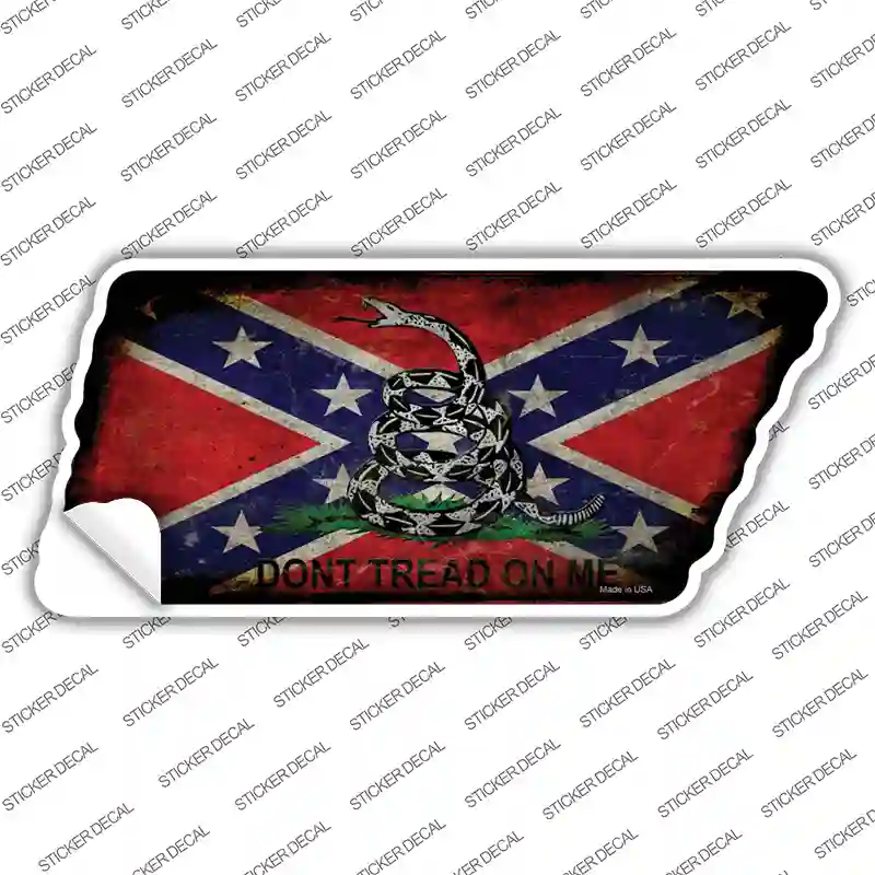 Confederate Dont Tread Novelty Rusty Tennessee Shape Sticker Decal