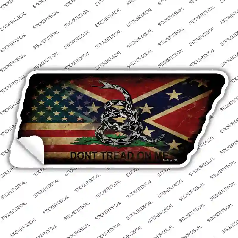 American Confederate Dont Tread Novelty Rusty Tennessee Shape Sticker Decal