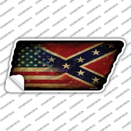 American Confederate Flag Novelty Rusty Tennessee Shape Sticker Decal