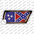 Tennessee Confederate Flag Novelty Rusty Tennessee Shape Sticker Decal