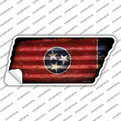Corrugated Tennessee Flag Novelty Rusty Tennessee Shape Sticker Decal