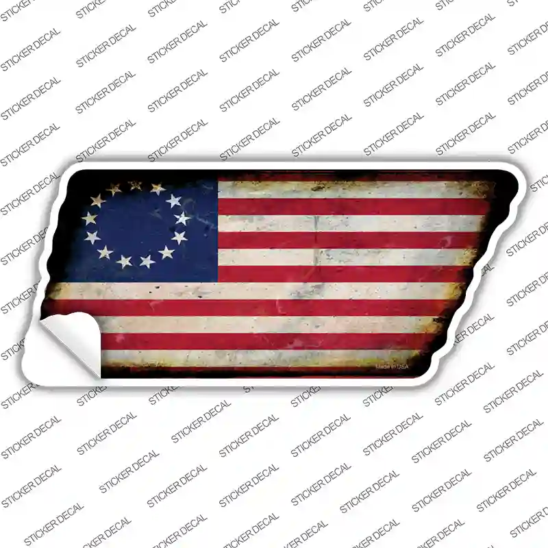 Betsy Ross American Flag Novelty Rusty Tennessee Shape Sticker Decal