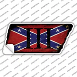 Confederate Three Percenter Novelty Rusty Tennessee Shape Sticker Decal
