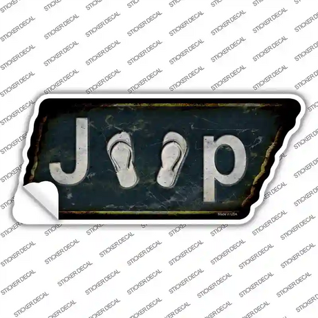 J**p Flip Flops Novelty Rusty Tennessee Shape Sticker Decal