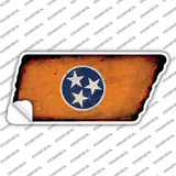 Orange Tennessee Flag Novelty Rusty Tennessee Shape Sticker Decal