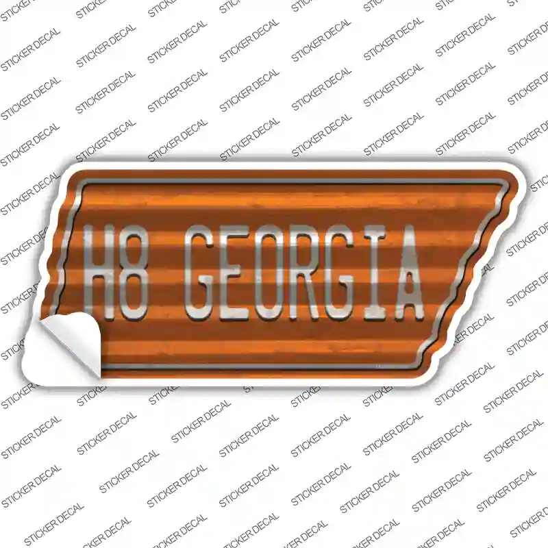 H8 Georgia Novelty Corrugated Tennessee Shape Sticker Decal