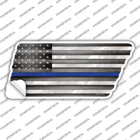 Thin Blue Line American Flag Novelty Corrugated Effect Tennessee Shape Sticker Decal