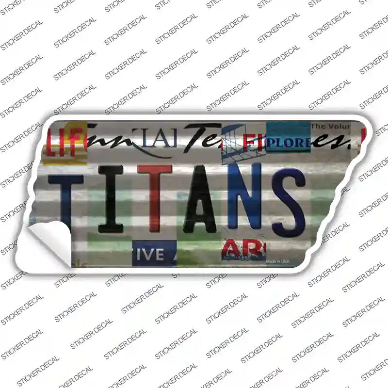 Titans Strip Art Novelty Corrugated Tennessee Shape Sticker Decal