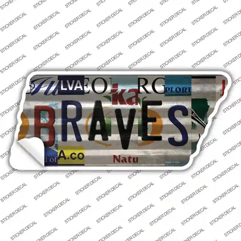 Braves Strip Art Novelty Corrugated Tennessee Shape Sticker Decal