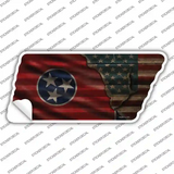 Tennessee American Flag Novelty Corrugated Tennessee Shape Sticker Decal